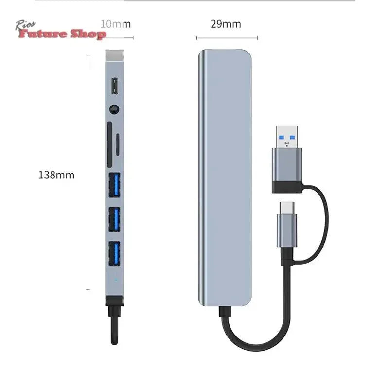 8 em 2 usb + tipo c hub docking station - Rios Future Shop