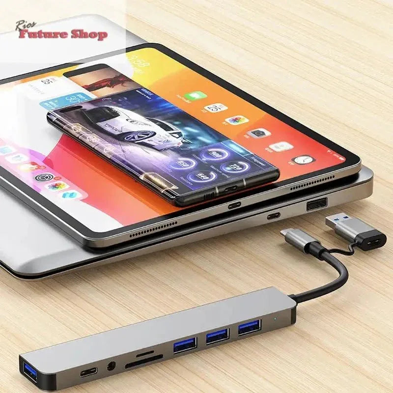 8 em 2 usb + tipo c hub docking station - Rios Future Shop