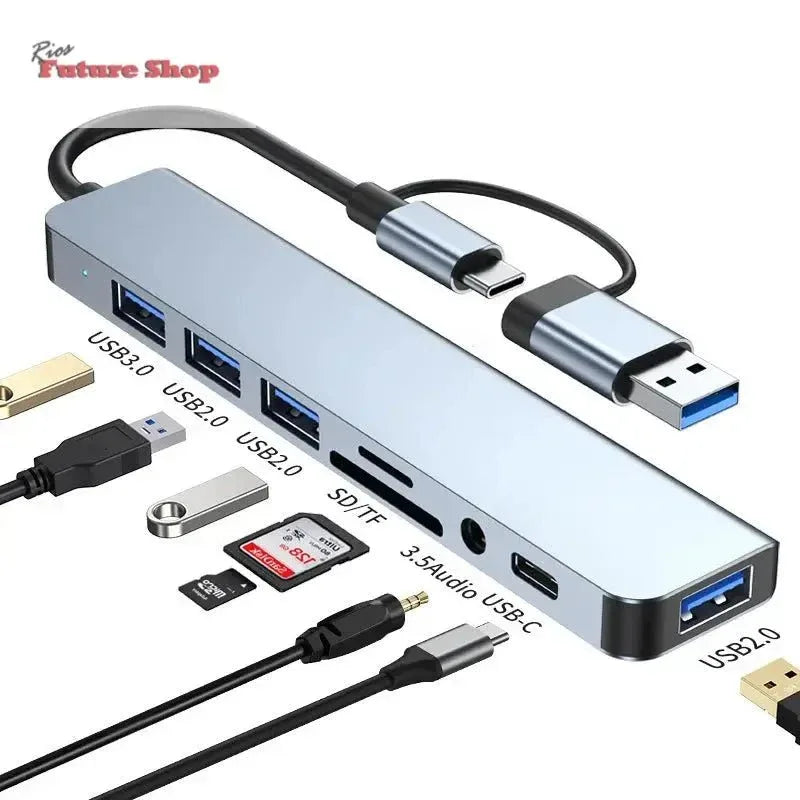 8 em 2 usb + tipo c hub docking station - Rios Future Shop