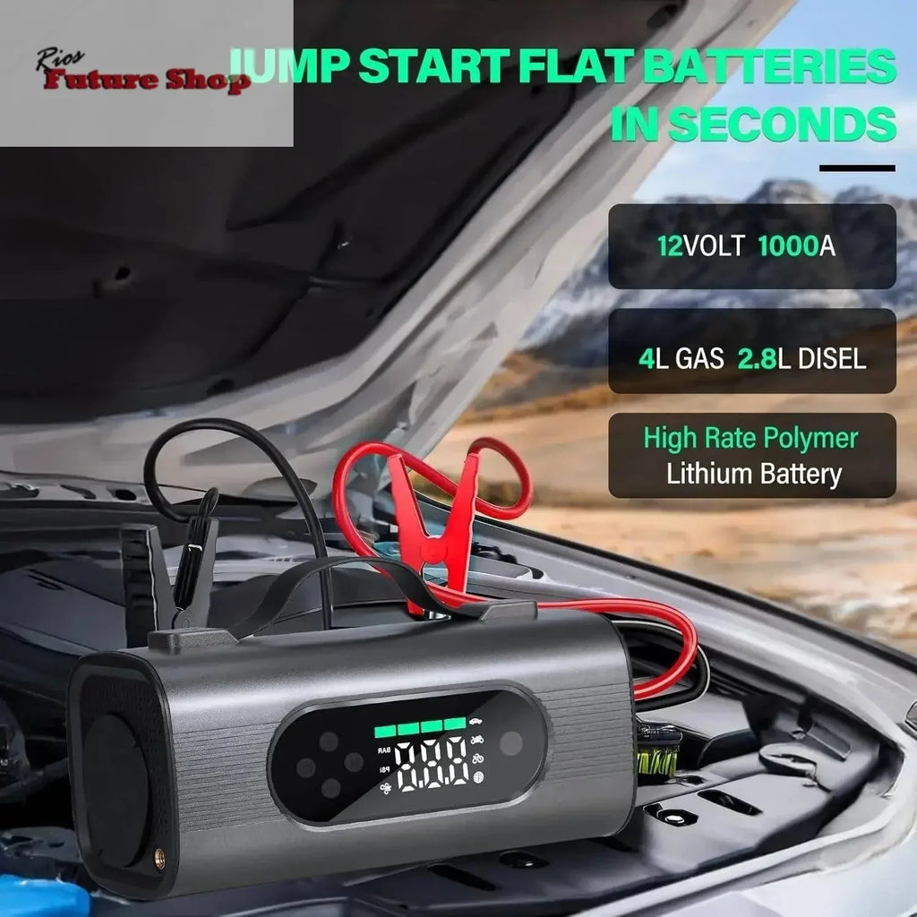 8 In 1 Portable Car Battery Starter With Air Compressor - Rios Future Shop