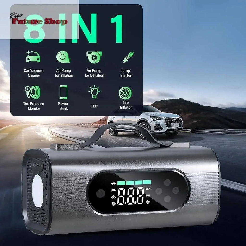 8 In 1 Portable Car Battery Starter With Air Compressor - Rios Future Shop