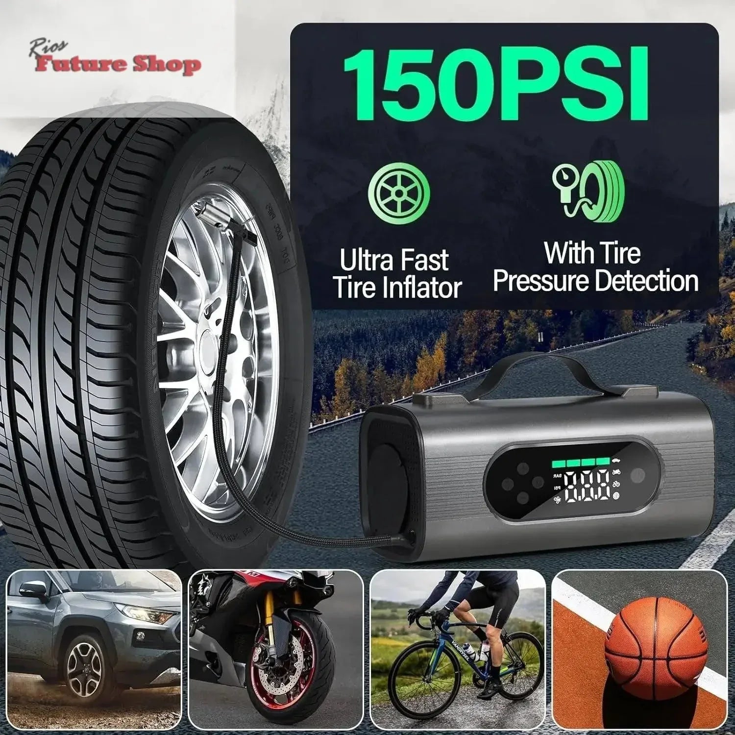 8 In 1 Portable Car Battery Starter With Air Compressor - Rios Future Shop