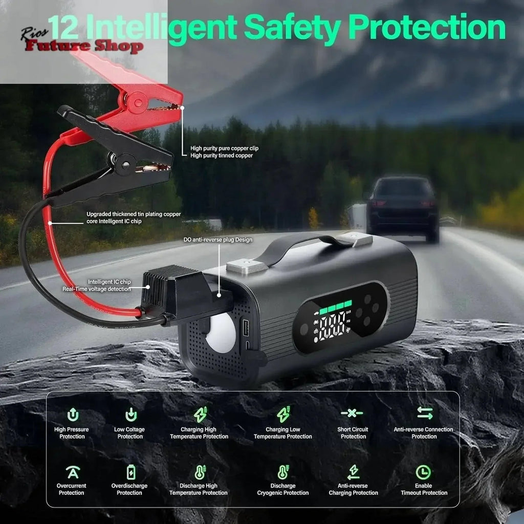 8 In 1 Portable Car Battery Starter With Air Compressor - Rios Future Shop