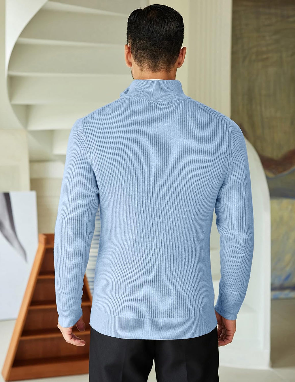 COOFANDY Sweater Men Winter Sweater Turtleneck Regular Fit Ribbed Pullover Quarter Zip Knitted Sweaters