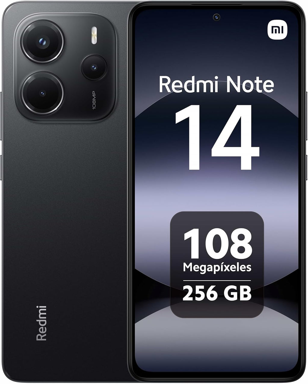 XIAOMI Redmi Note 14 - Smartphone de 8+256GB, Ecrã de 6,67" AMOLED FHD+ 120Hz, MediaTek Helio G99-Ultra, câmara de 108MP, TurboCharge 33W, 5500 mAh, Carregador não Incluído, Preto (Versão ES)