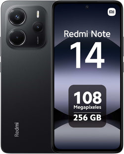 XIAOMI Redmi Note 14 - Smartphone de 8+256GB, Ecrã de 6,67" AMOLED FHD+ 120Hz, MediaTek Helio G99-Ultra, câmara de 108MP, TurboCharge 33W, 5500 mAh, Carregador não Incluído, Preto (Versão ES)