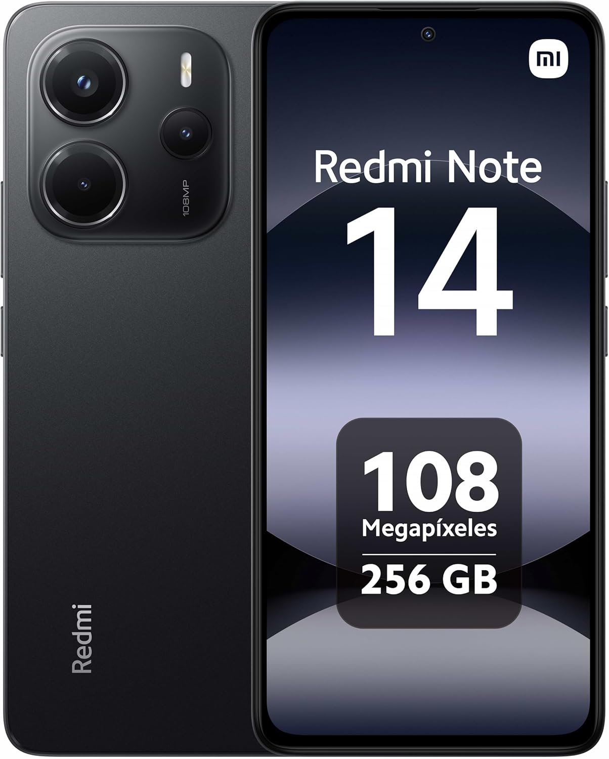 XIAOMI Redmi Note 14 - Smartphone de 8+256GB, Ecrã de 6,67" AMOLED FHD+ 120Hz, MediaTek Helio G99-Ultra, câmara de 108MP, TurboCharge 33W, 5500 mAh, Carregador não Incluído, Preto (Versão ES)