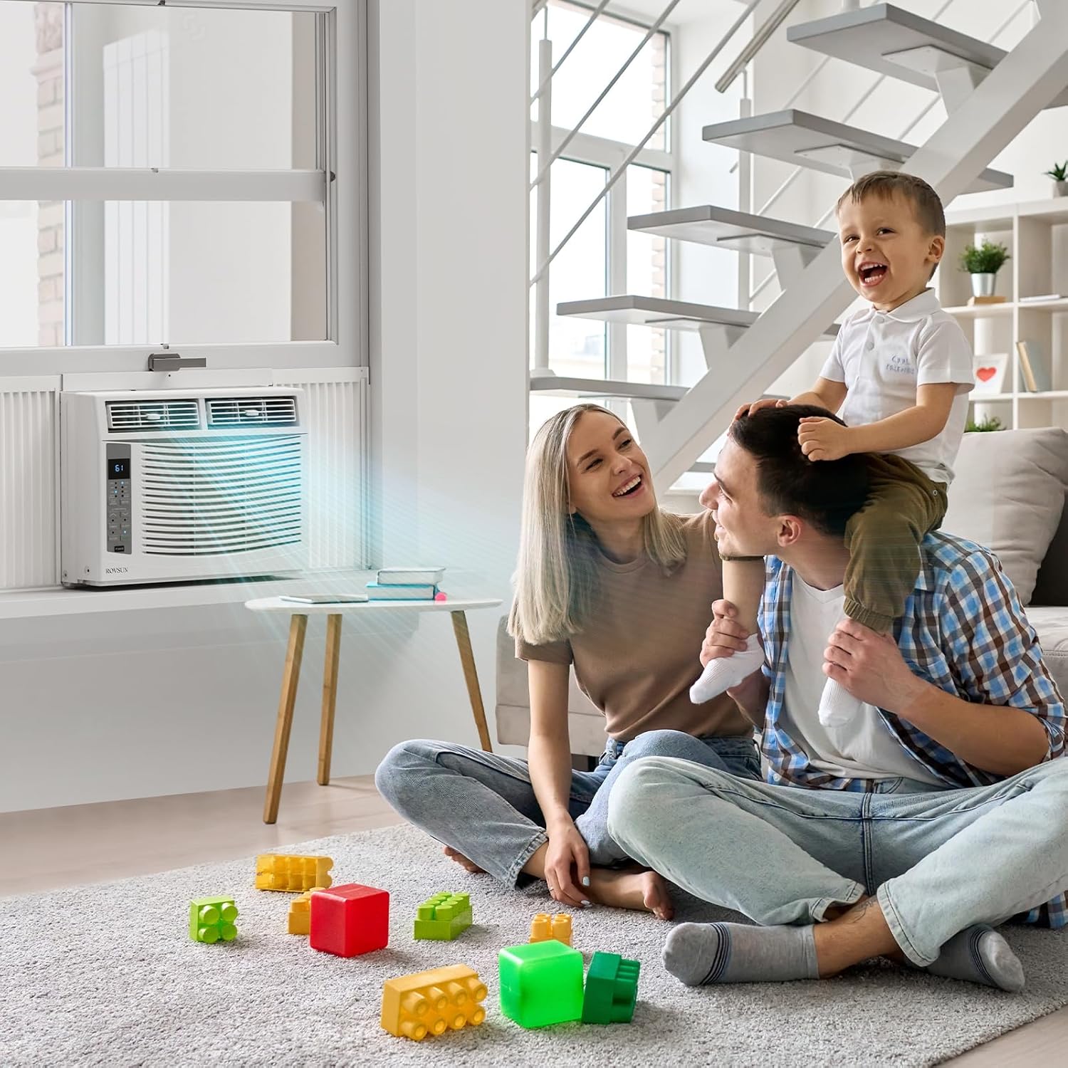 ROVSUN Ar condicionado para janelas, 6000 BTU, controlo remoto e temporizador, ideal para salas de até 250 metros quadrados, 110 V/60 Hz, branco