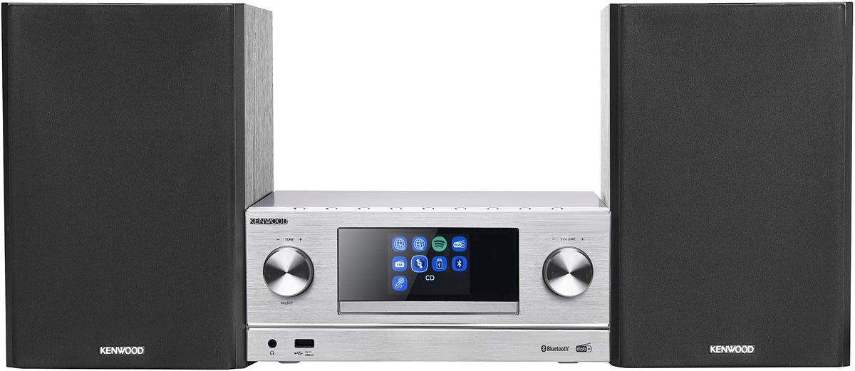 Kenwood M-9000S-B - Micro Sistema Hi-Fi com CD, Dab +, Rádio por Internet, Spotify, FM, Bluetooth, USB e Grande Ecrã TFT a Cores