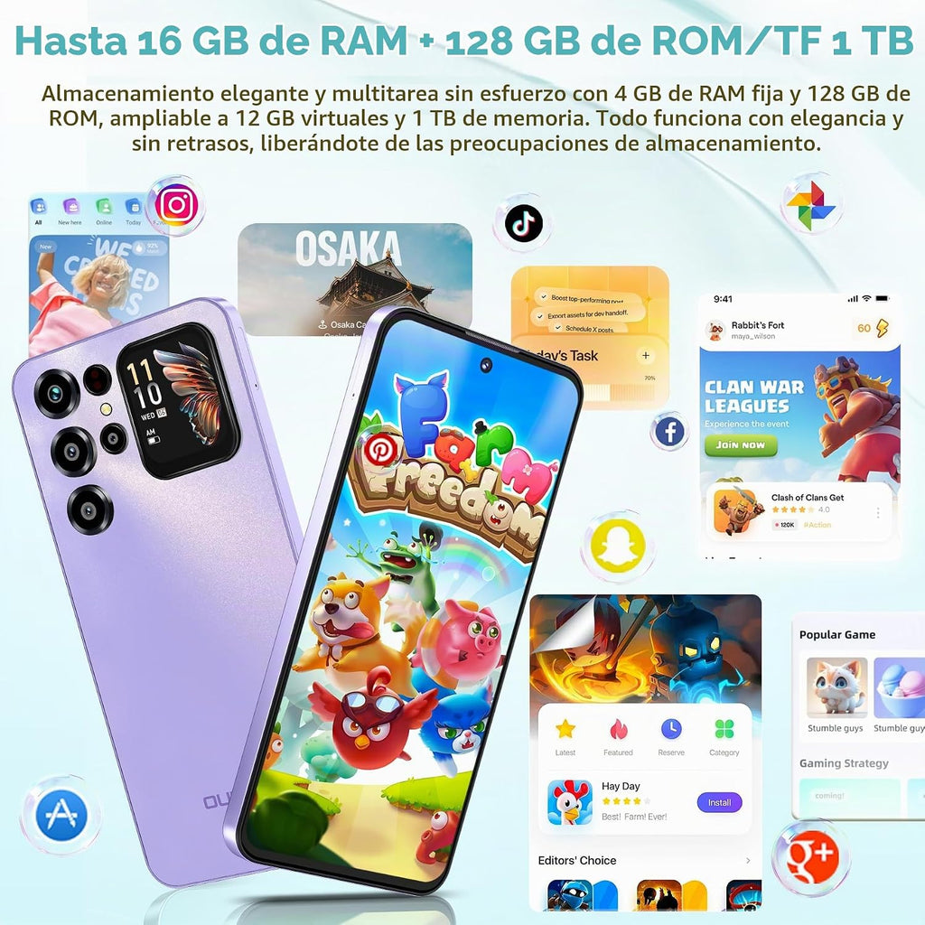 OUKITEL C68 Plus Mobile Phone 7.2"HD+/1.81", 16GB(4+12)+128GB/1TB, Purple