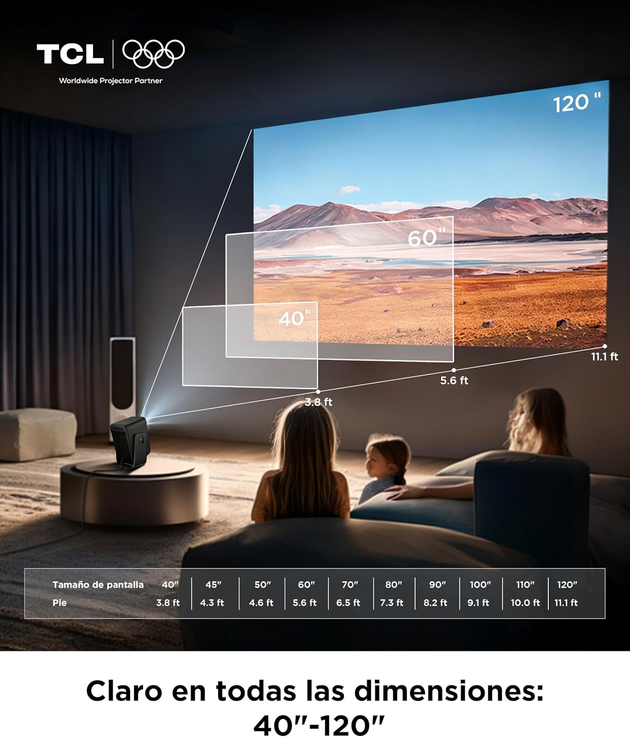 TCL C1 Portable Projector 4K Compatible, [GoogleTV/Netflix Intégrées] Mini Projector Full HD, Auto Focus and 6D Keystone, Dolby 8W, WiFi, Bluetooth, Adjustable to 285° for Home Cinema, Bedroom