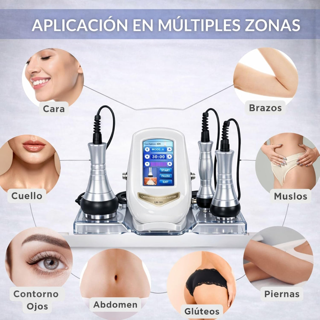 Radio Frequency Facial and Body - Cavitation and Radio Frequency Apparatus 3 in 1 - Professional Massager at Home - Anti Sagging Firming Facial Massager - Machine with 40 Khz and 3 Heads