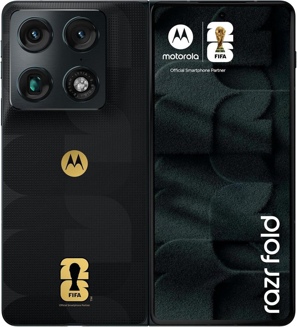 Motorola Razr Fold 5G (Copa do Mundo da FIFA edição 2026) XT2651-1 512 GB de armazenamento + 16 GB de RAM Android 16 SIM sem SIM desbloqueado de fábrica dual SIM (Nano SIM + eSIM) dobrável
