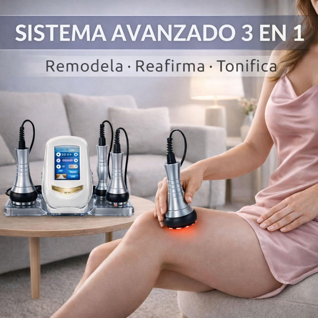 Radio Frequency Facial and Body - Cavitation and Radio Frequency Apparatus 3 in 1 - Professional Massager at Home - Anti Sagging Firming Facial Massager - Machine with 40 Khz and 3 Heads
