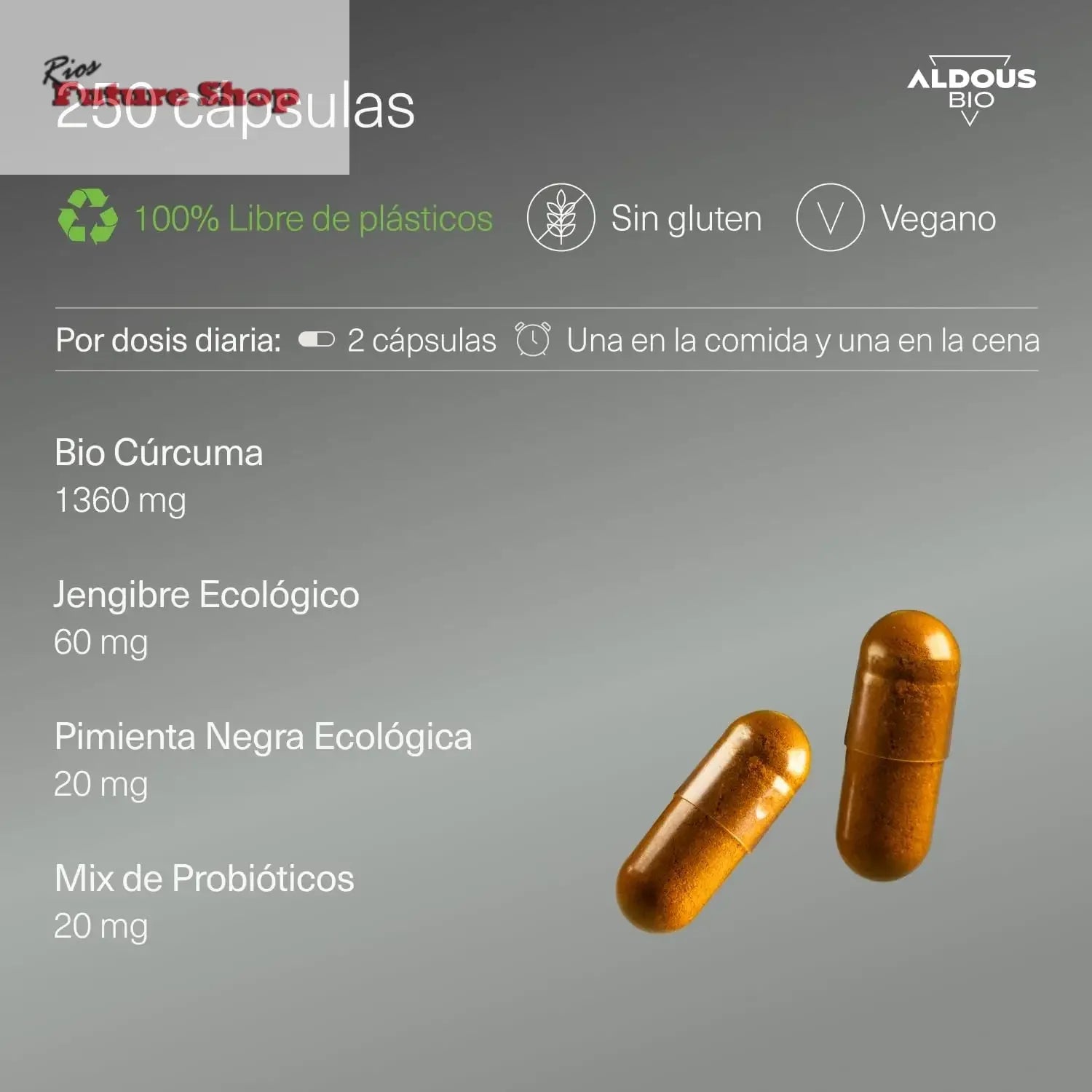 BioPro Turmeric Probiotics + Ginger & Black Pepper, 250 Capsules, 1460 mg - Rios Future Shop