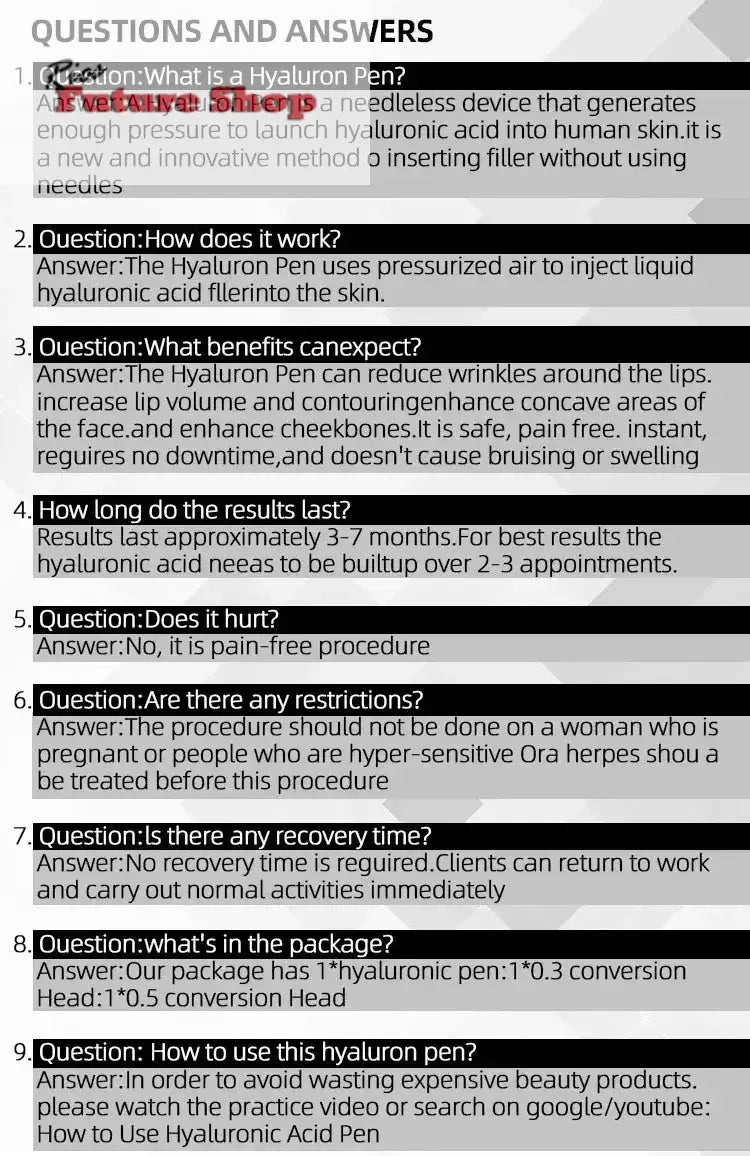 Black 2 IN 1 0.3ML & 0.5ML Hyaluronic Acid Pen Injection - Rios Future Shop