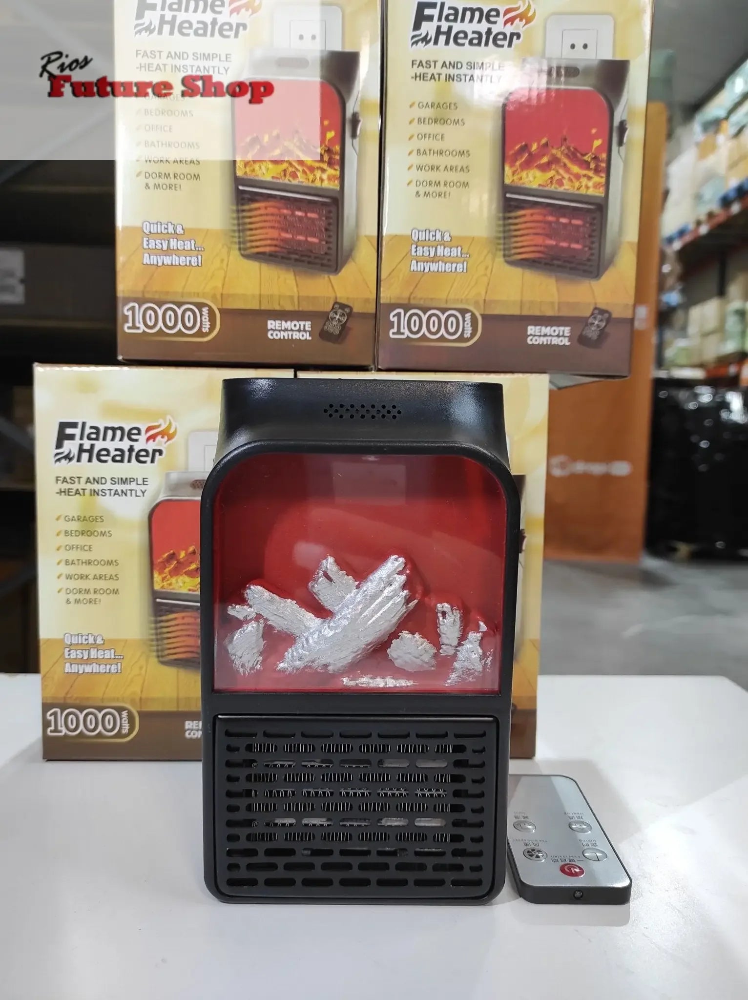 Calefactor chimenea con mando 1000 Watts - Rios Future Shop