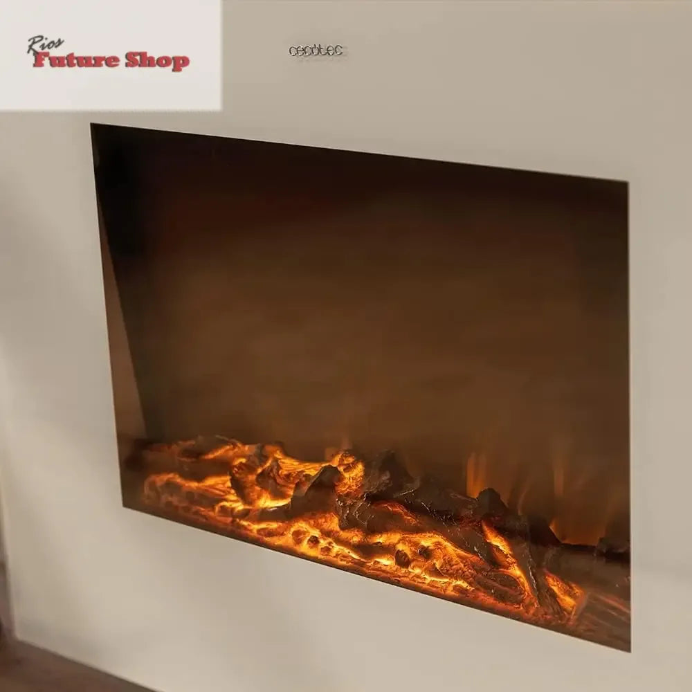 Cecotec Chimenea Eléctrica Ready Warm 2700 Design Flames White. 2000 W, Tamaño 26", 2 Niveles de Potencia, Soporte de pie, Mando a Distancia, Temporizador, 25 m2 - Rios Future Shop
