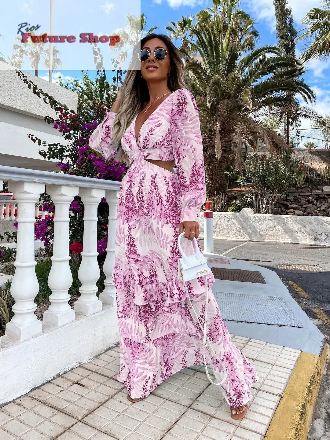 Elegant Women's V-neck Dresses 2025 Summer - Rios Future Shop