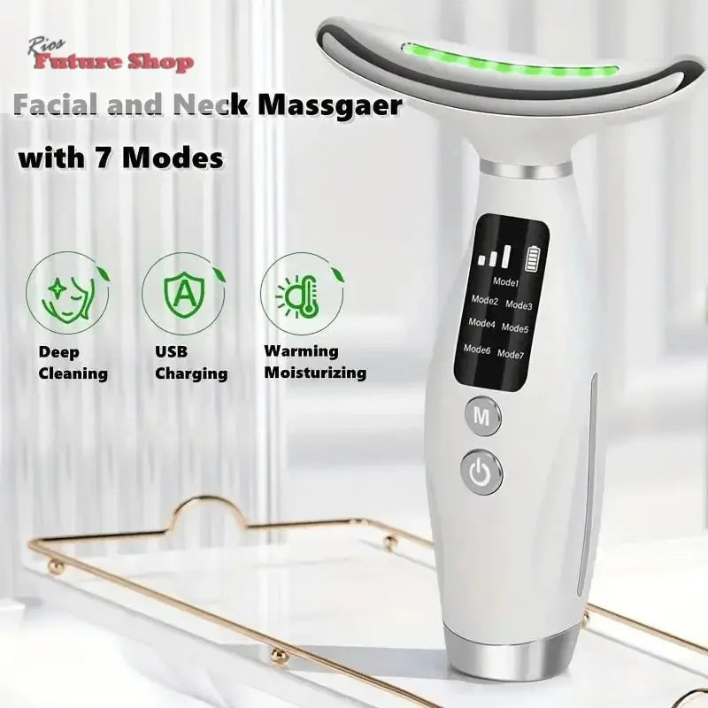 Facial Lift 7 Modes Electric Vibration Massage Skin Tightening LED Double Chin Neck Skin Care - Rios Future Shop