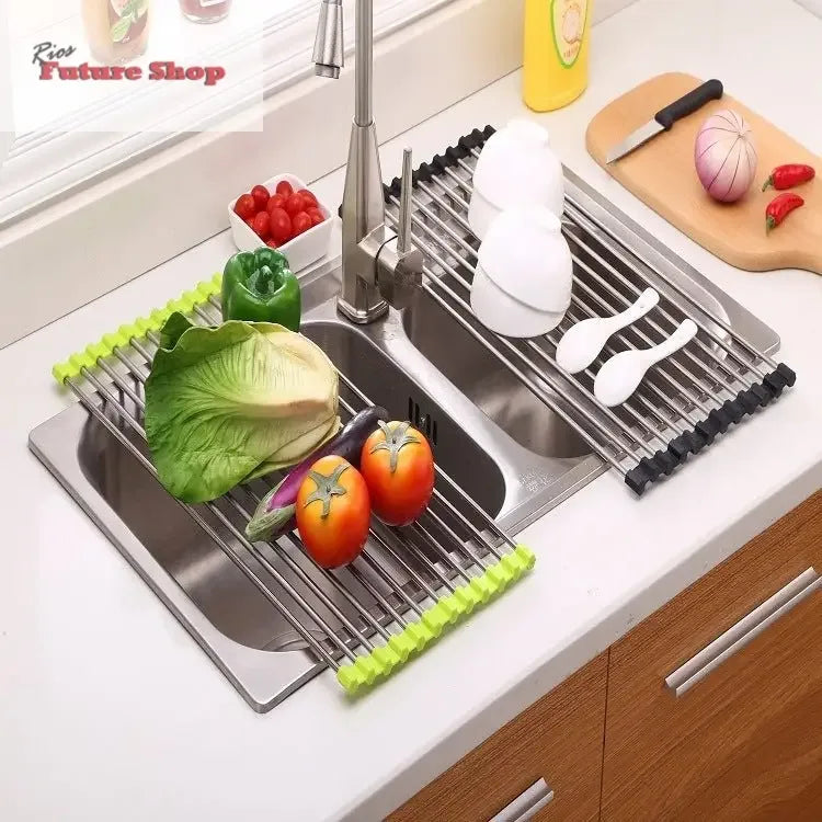 Folding Kitchen Drain Sink Rack Stainless Steel - Rios Future Shop