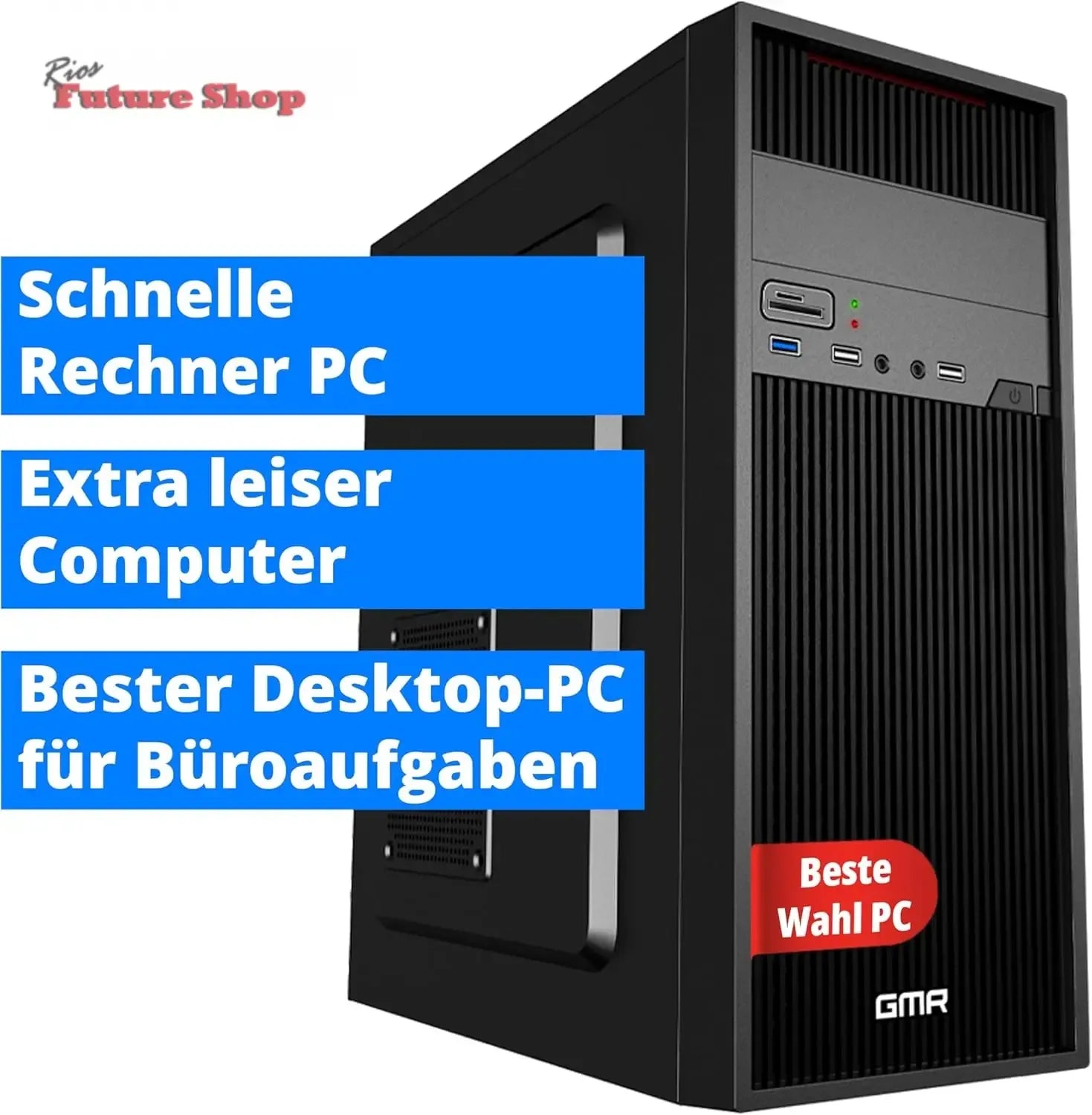 GMR Ultra Intel i7 PC - Calculadora rápida + Ordenador para Oficina y Oficina en casa con 32 GB DDR4 RAM/Memoria RAM - SSD de 2 TB - DVD+RW - USB 3.0 - WiFi 600 y Bluetooth 5 - Win 11 Pro - Rios Future Shop