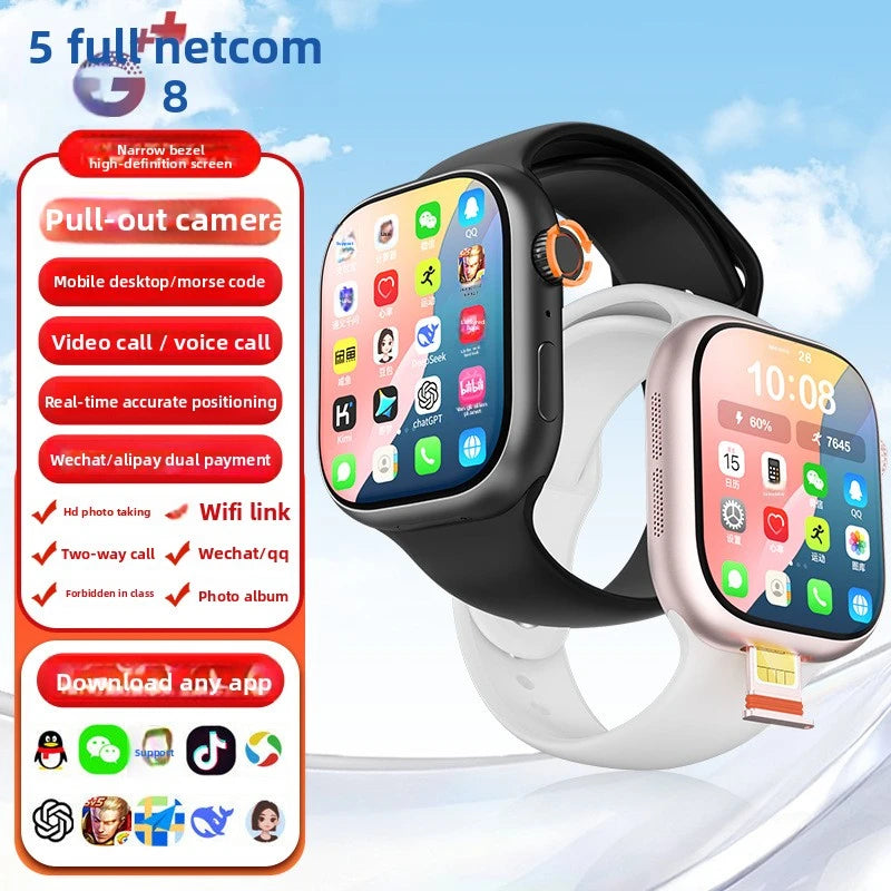 4G Card Android Unisex Smart Watch Heart Rate Monitoring, Blood Pressure Measurement NFC Function Watch