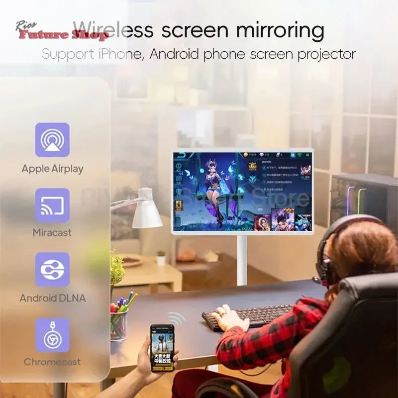 HOT Touch Screen Surround Sound for Indoor Live Party 24 32 Inch Smart Display 4+64G Portable Smart TV High Saturation Monitor - Rios Future Shop