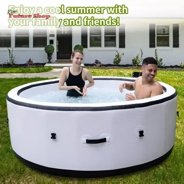 Inflatable Hot Tub, Portable Spa Pool, Outdoor Spa Center That Can Accommodate 4-6 People, With Lid And 6 Colored Light Beads - Rios Future Shop