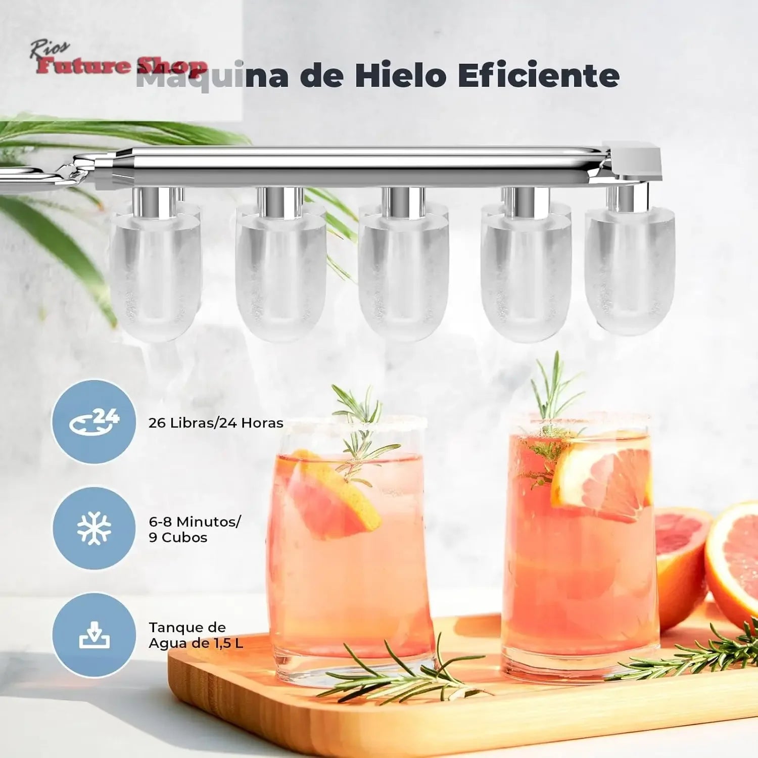 Máquinas de fazer gelo, Acmeenjoy 12 kg/24 h máquina de gelo para bancada, gelo em 6-8 minutos, máquina de gelo portátil e auto-limpeza com pega para casa / festa / cozinha / bar - Rios Future Shop