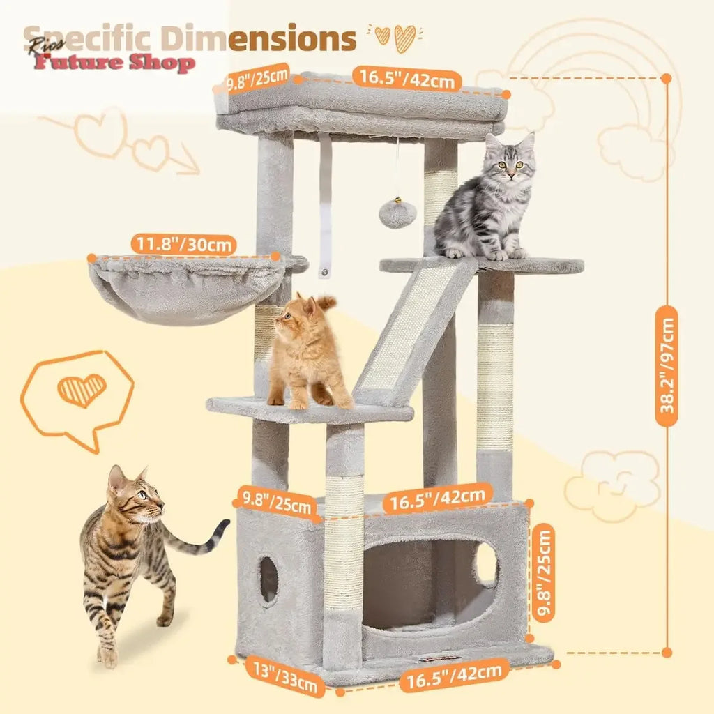 Purrfectly Tall Cat Scratching Tree – 97cm of Fun & Play for Your Feline Friend - Rios Future Shop