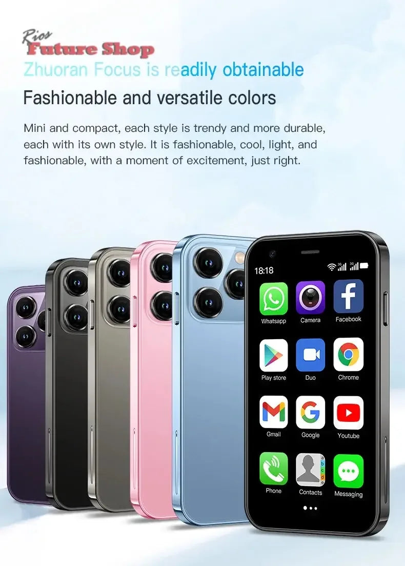 SERVO 15SE Mini Smartphone 3G WCDMA Android System WiFi Hotspot Play Store 3.0" Display Small Palm Smart Phones Dual SIM Standby - Rios Future Shop