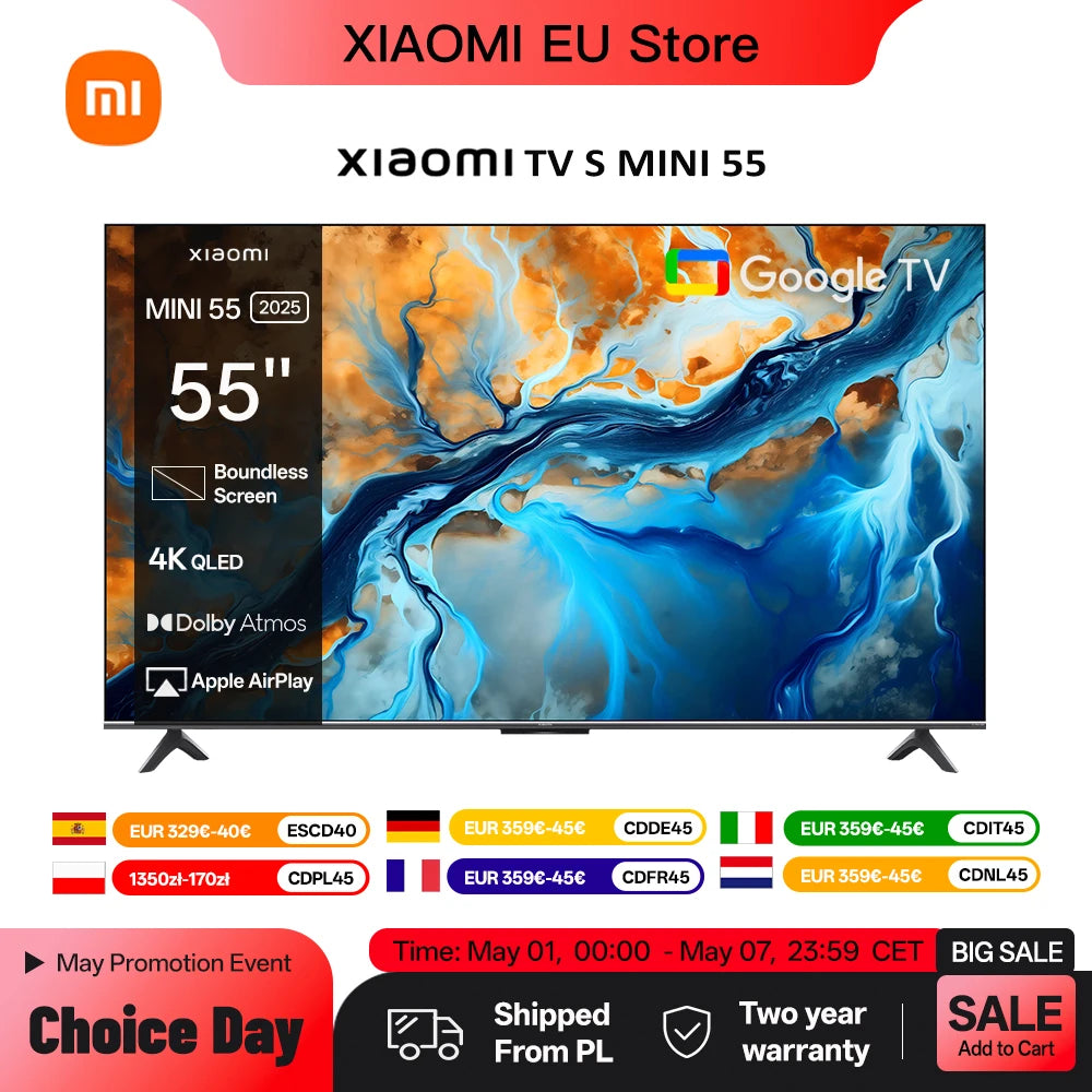 XIAOMI S MINI 55 144Hz QD-Mini LED Dolby Vision ®   QI, Dolby Atmos ®   TV do Google