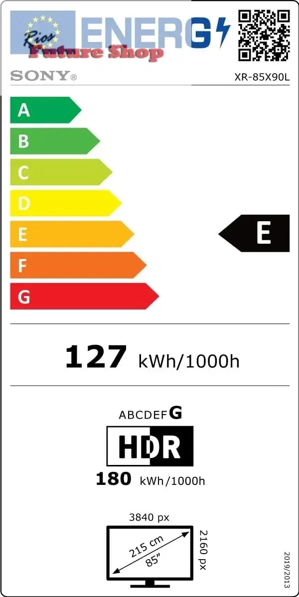 Sony BRAVIA XR-85X90L, 85 Pulgadas, TV Full Array LED, 4K HDR, Smart Google TV, Funciones Eco, Bravia Core, Menú Gaming para PlayStation5, Marco de Aluminio - Rios Future Shop