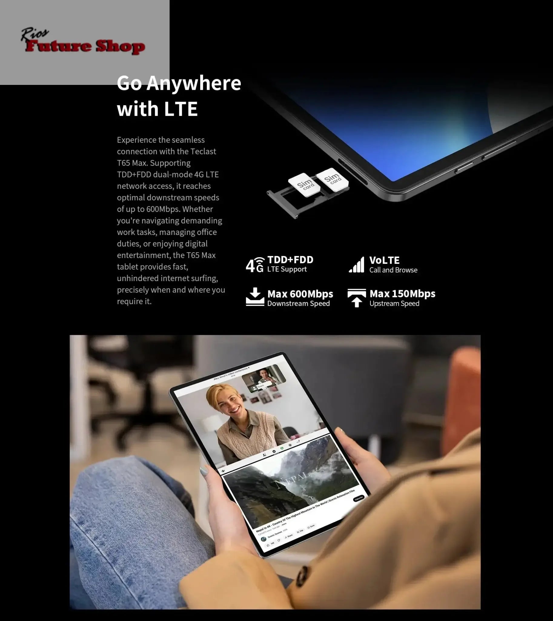 T65 Max 13" HD Display Android 14 Tablet MediaTek - Rios Future Shop