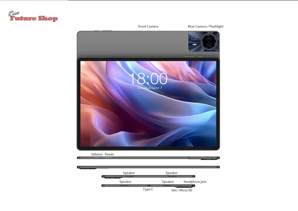 T65 Max 13" HD Display Android 14 Tablet MediaTek - Rios Future Shop