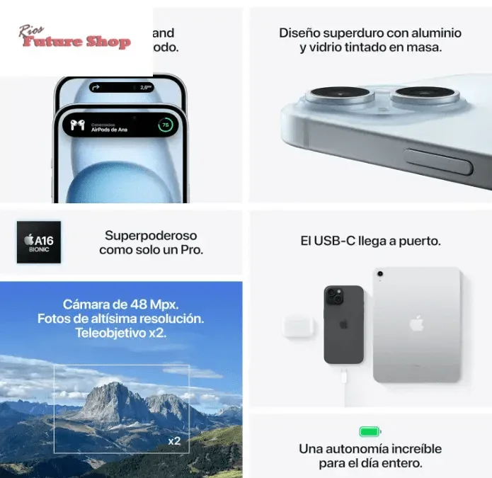 Apple iPhone 15 (128 GB) - azul - Rios Future Shop