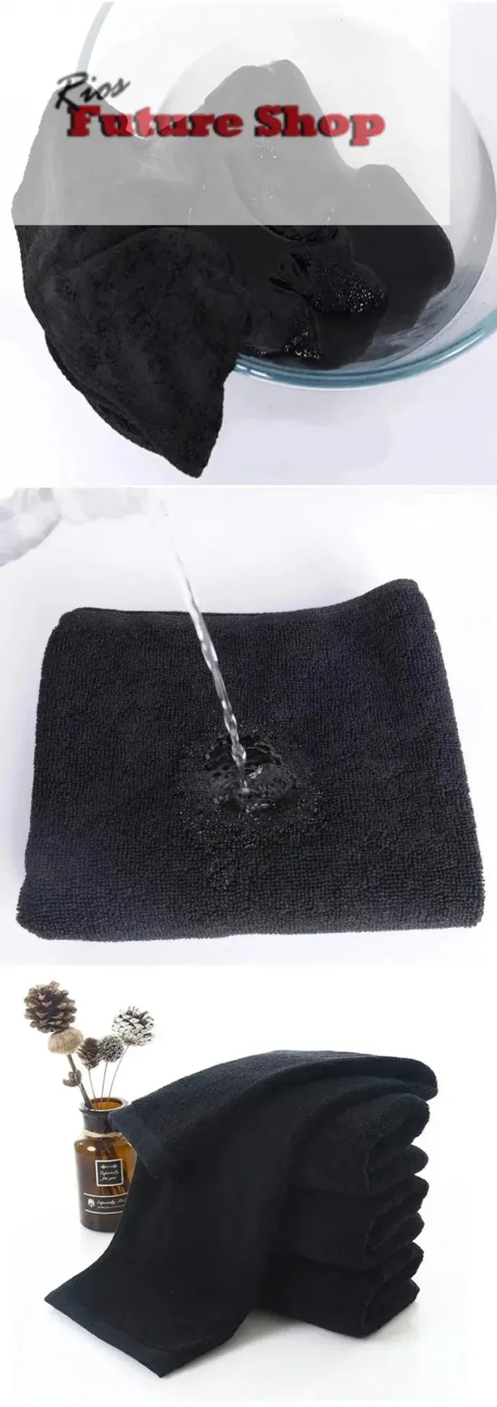 Black Towel Cotton Soft Face Towel - Rios Future Shop