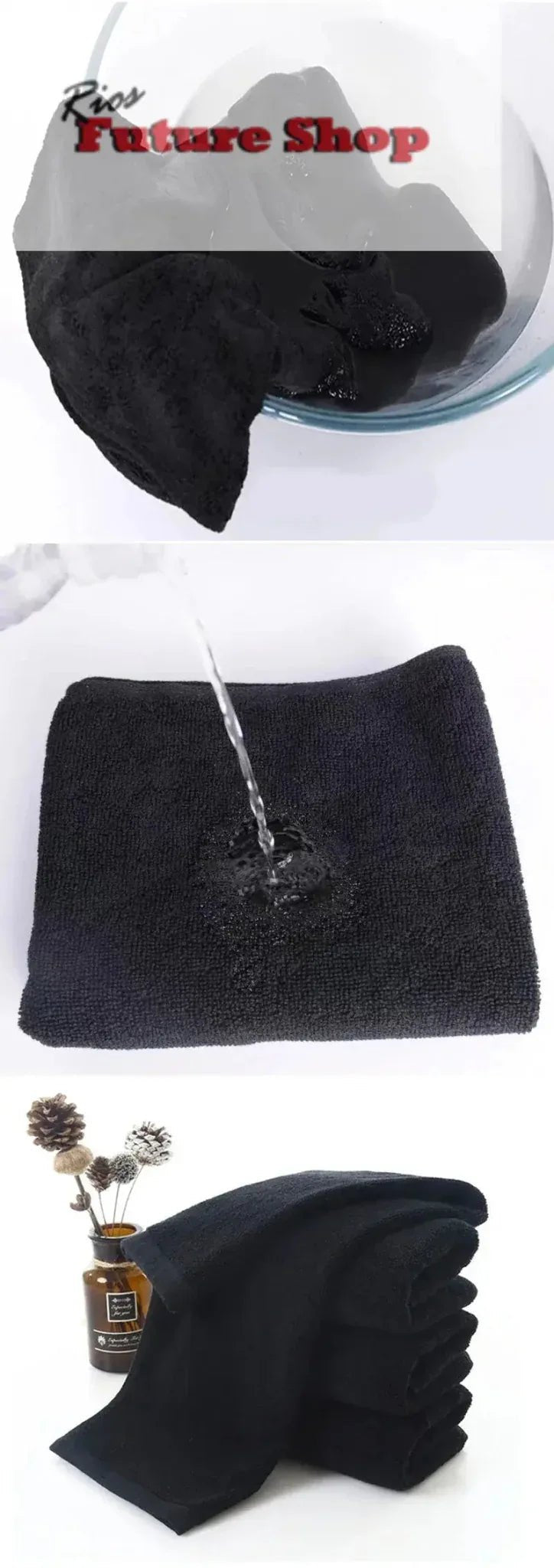 Black Towel Cotton Soft Face Towel - Rios Future Shop