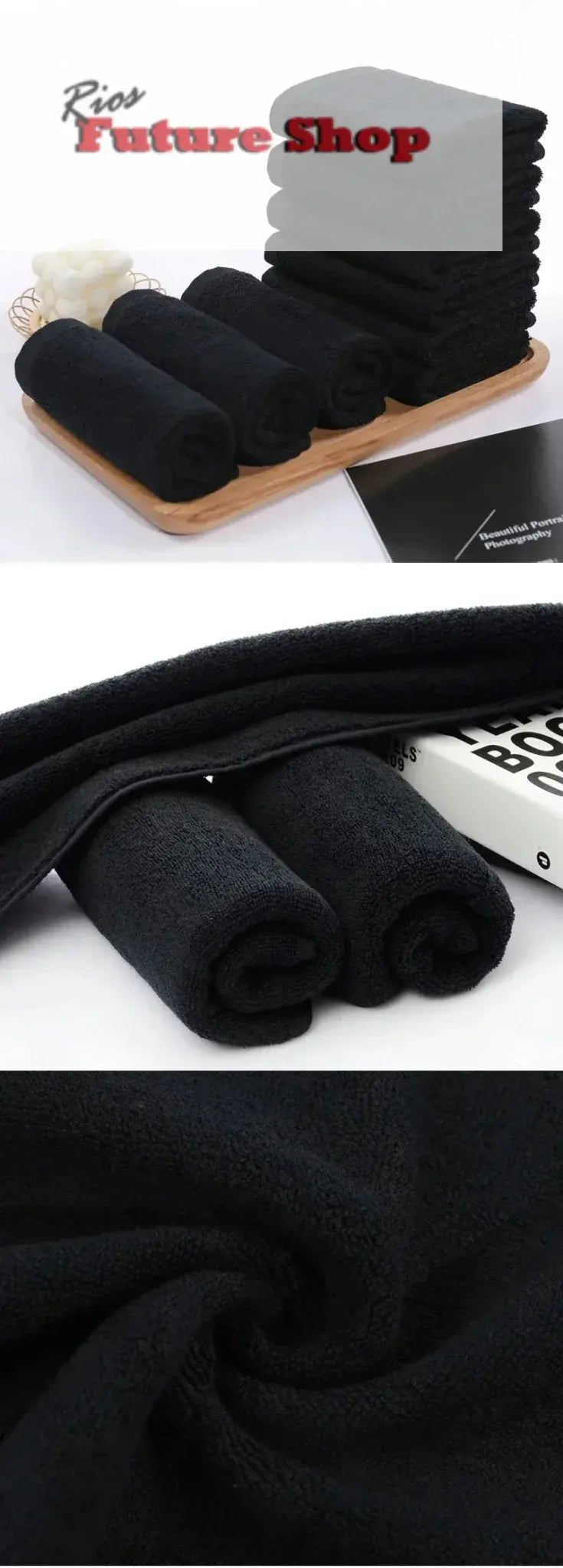 Black Towel Cotton Soft Face Towel - Rios Future Shop