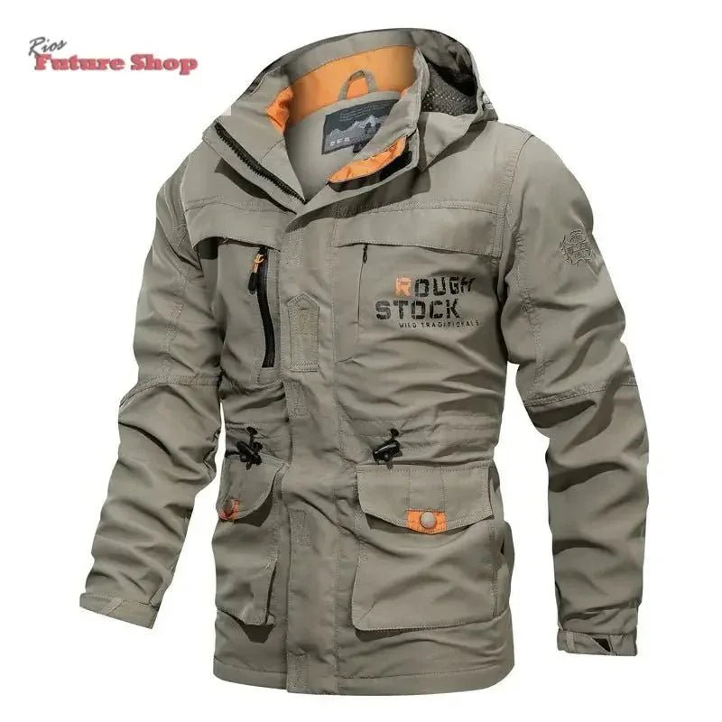 Casaco cross-border masculino de comprimento médio casual ao ar livre com capuz plus size casaco masculino primavera e outono - Rios Future Shop