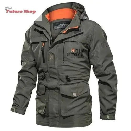 Casaco cross-border masculino de comprimento médio casual ao ar livre com capuz plus size casaco masculino primavera e outono - Rios Future Shop