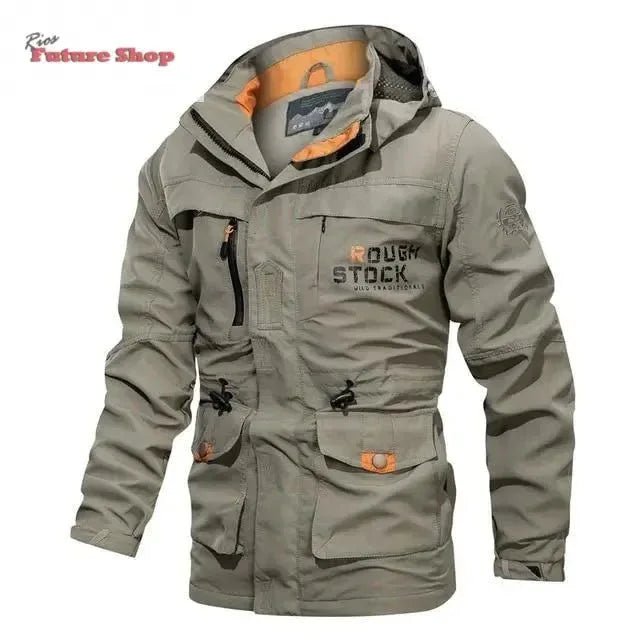 Casaco cross-border masculino de comprimento médio casual ao ar livre com capuz plus size casaco masculino primavera e outono - Rios Future Shop