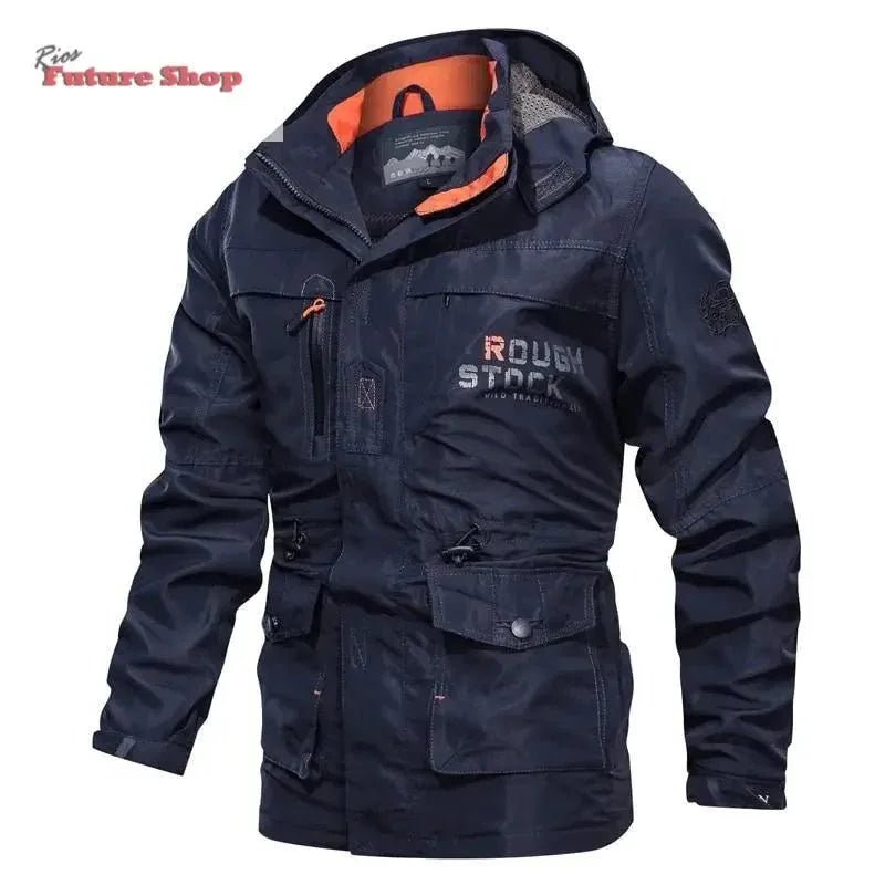 Casaco cross-border masculino de comprimento médio casual ao ar livre com capuz plus size casaco masculino primavera e outono - Rios Future Shop