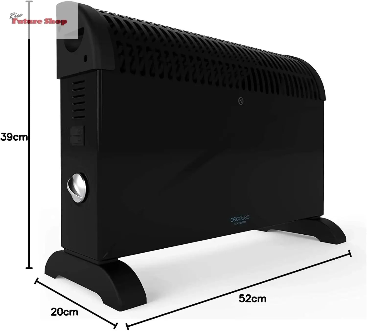 Cecotec Radiador Eléctrico Bajo Consumo Ready Warm 6500 Turbo Convection. 2000 W, Termostato Regulable, 4 Modos, Soporte de pie, Protección sobrecalentamiento, 20 m2 - Rios Future Shop