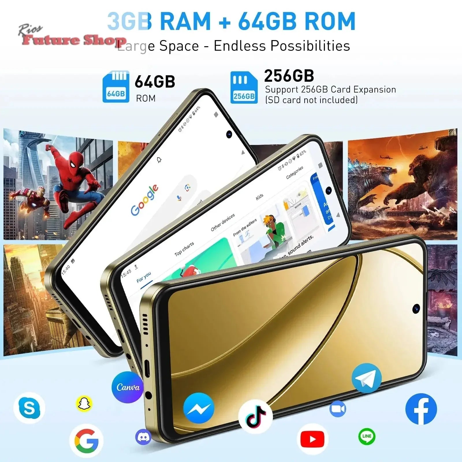 Cell phone,6.5 inch,3GB RAM,64GB ROM - Rios Future Shop