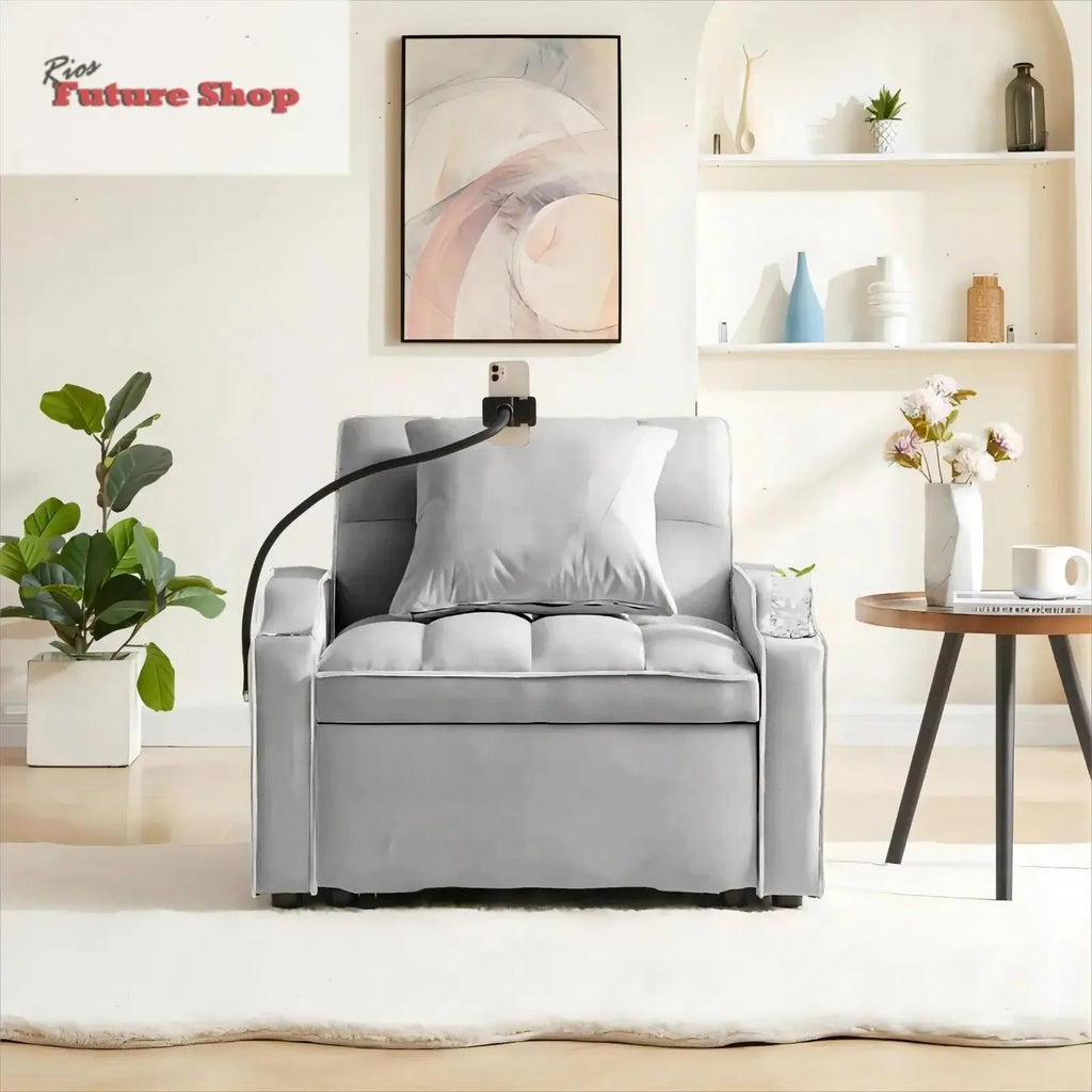 Convertible Sleeper Chair Sofa Bed Adjustable Pull Out Sleeper Chair Bed Multi-Pockets Folding Sofa - Rios Future Shop
