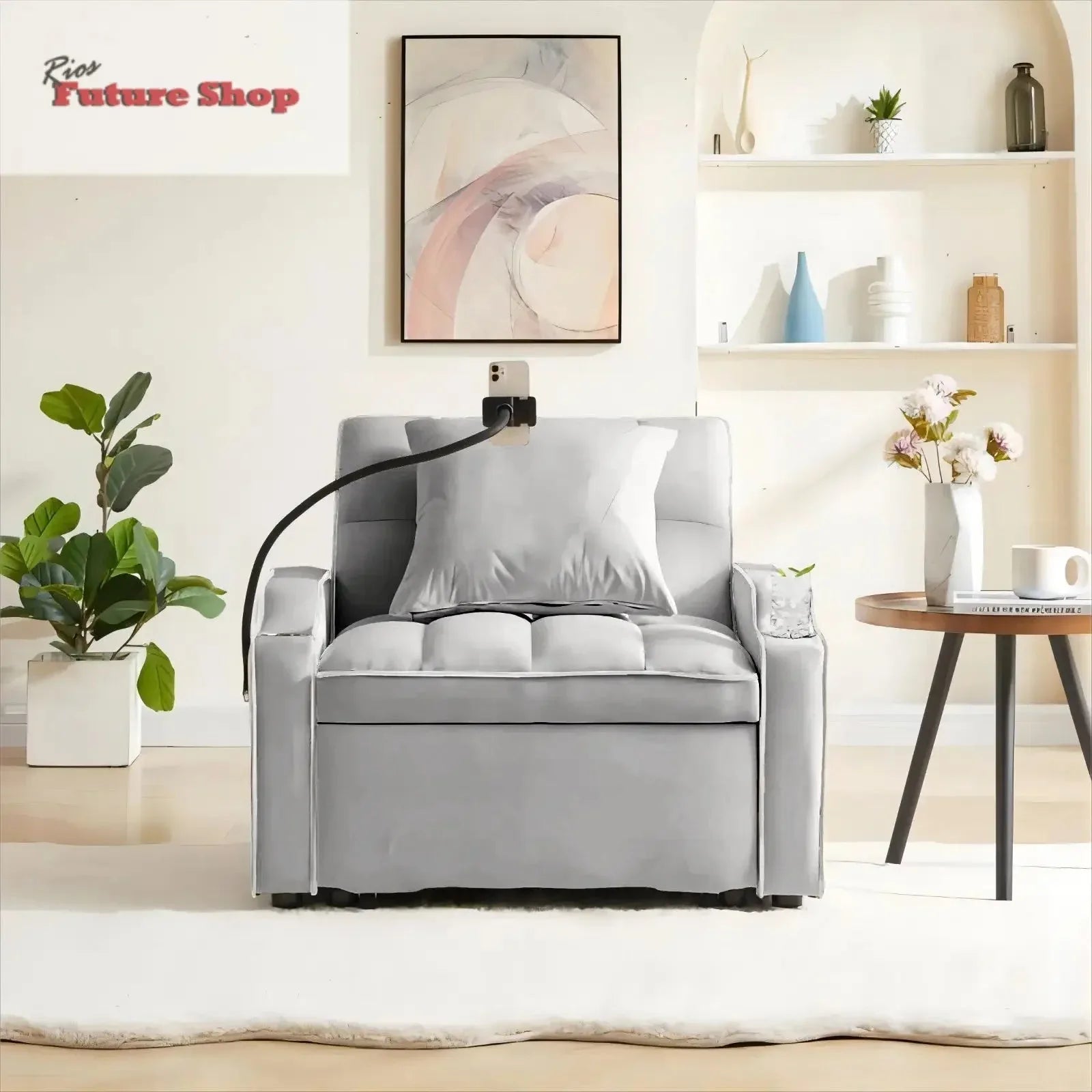 Convertible Sleeper Chair Sofa Bed Adjustable Pull Out Sleeper Chair Bed Multi-Pockets Folding Sofa - Rios Future Shop