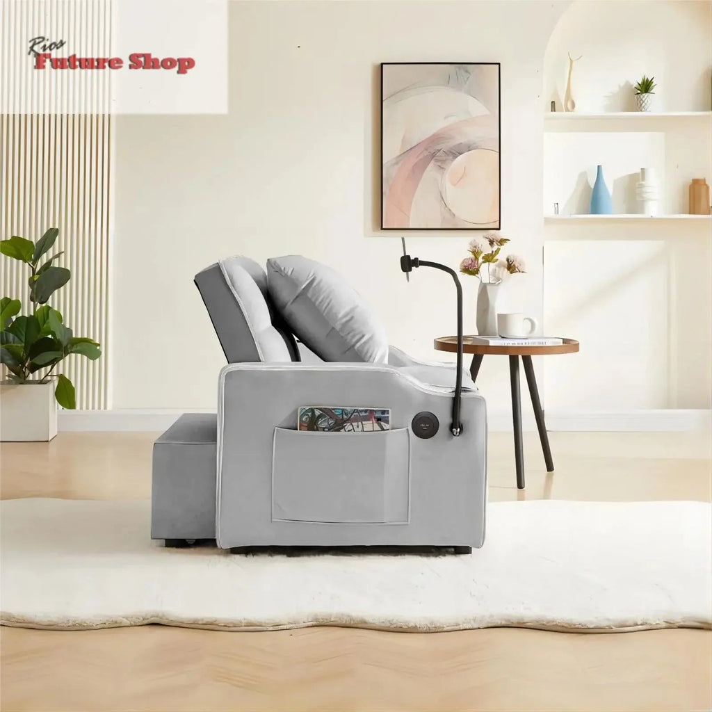 Convertible Sleeper Chair Sofa Bed Adjustable Pull Out Sleeper Chair Bed Multi-Pockets Folding Sofa - Rios Future Shop