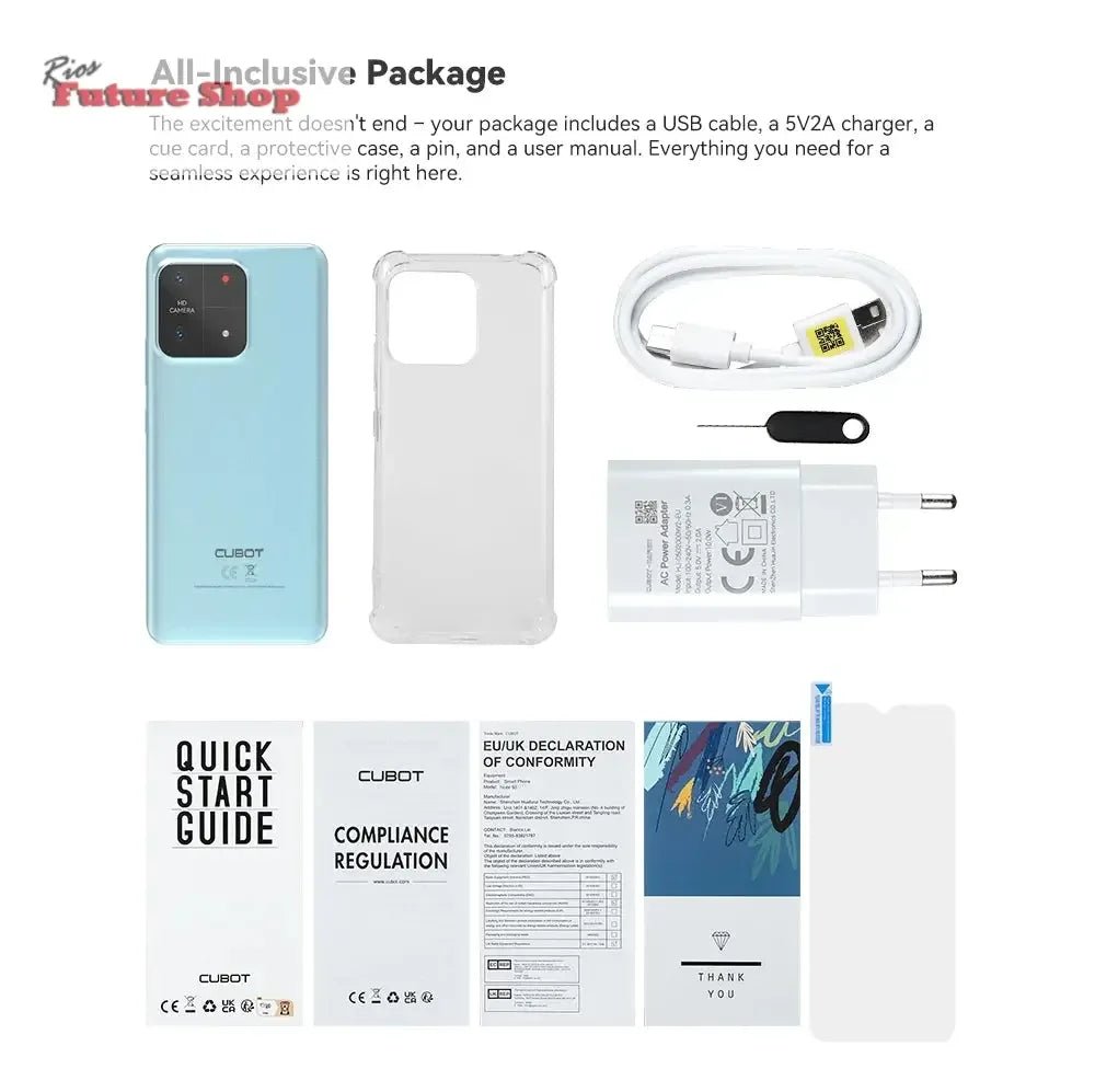 Cubot A1 Smartphone 6.56" HD+Screen 8GB(4GB+4GB)RAM 128GB ROM Octa core Android 13 5100mAh Battery Face ID 13MP Camera Cellphone - Rios Future Shop